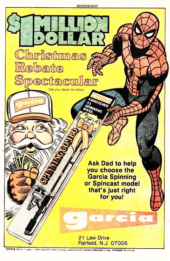 Vintage 1983 Garcia Fishing Store Spiderman Magazine AD Advertisement Print  Page